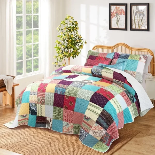Unique Fabric Cotton Lined Blanket Set, 3-piece Set Full/large Size - Image 2