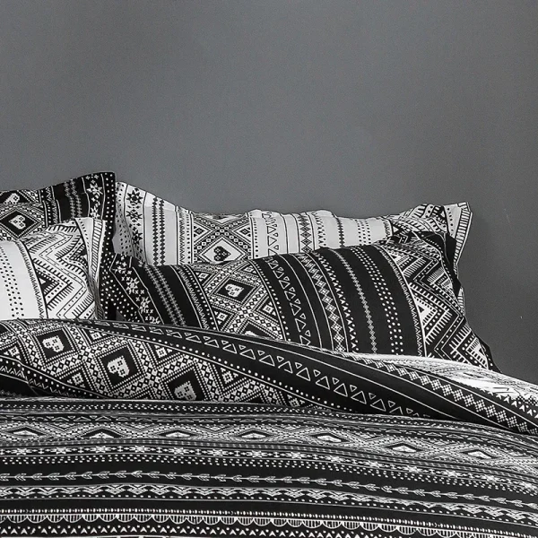 Bohon Paisley Duvet Cover Set Black White Print 3pcs Bedding Sets Luxury Pillow Case Queen and King Size Cotton Bedding Sets - Image 5