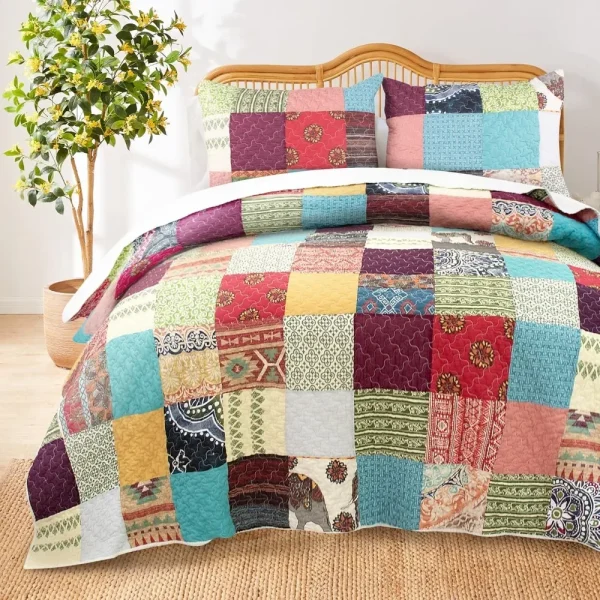 Unique Fabric Cotton Lined Blanket Set, 3-piece Set Full/large Size