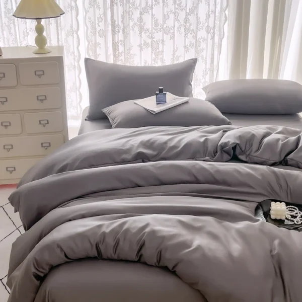 Summer Cool Ice Silk Solid Color Duvet Cover Size Twin/Full/Queen/King - Image 3