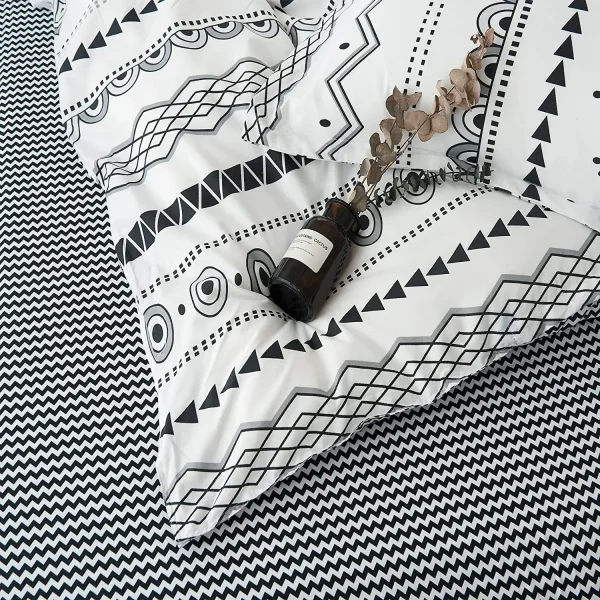 Bohon Paisley Duvet Cover Set Black White Print 3pcs Bedding Sets Luxury Pillow Case Queen and King Size Cotton Bedding Sets - Image 6