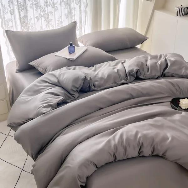 Summer Cool Ice Silk Solid Color Duvet Cover Size Twin/Full/Queen/King - Image 2