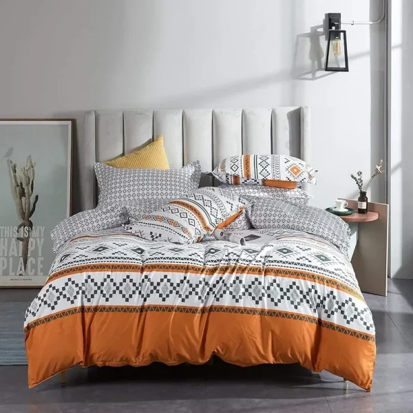 Bohon Paisley Duvet Cover Set Black White Print 3pcs Bedding Sets Luxury Pillow Case Queen and King Size Cotton Bedding Sets - Image 4